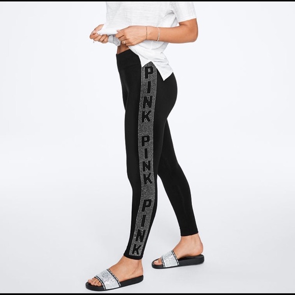 PINK Victoria's Secret Pants - VS PINK Rhinestone Bling Cotton Yoga Leggings